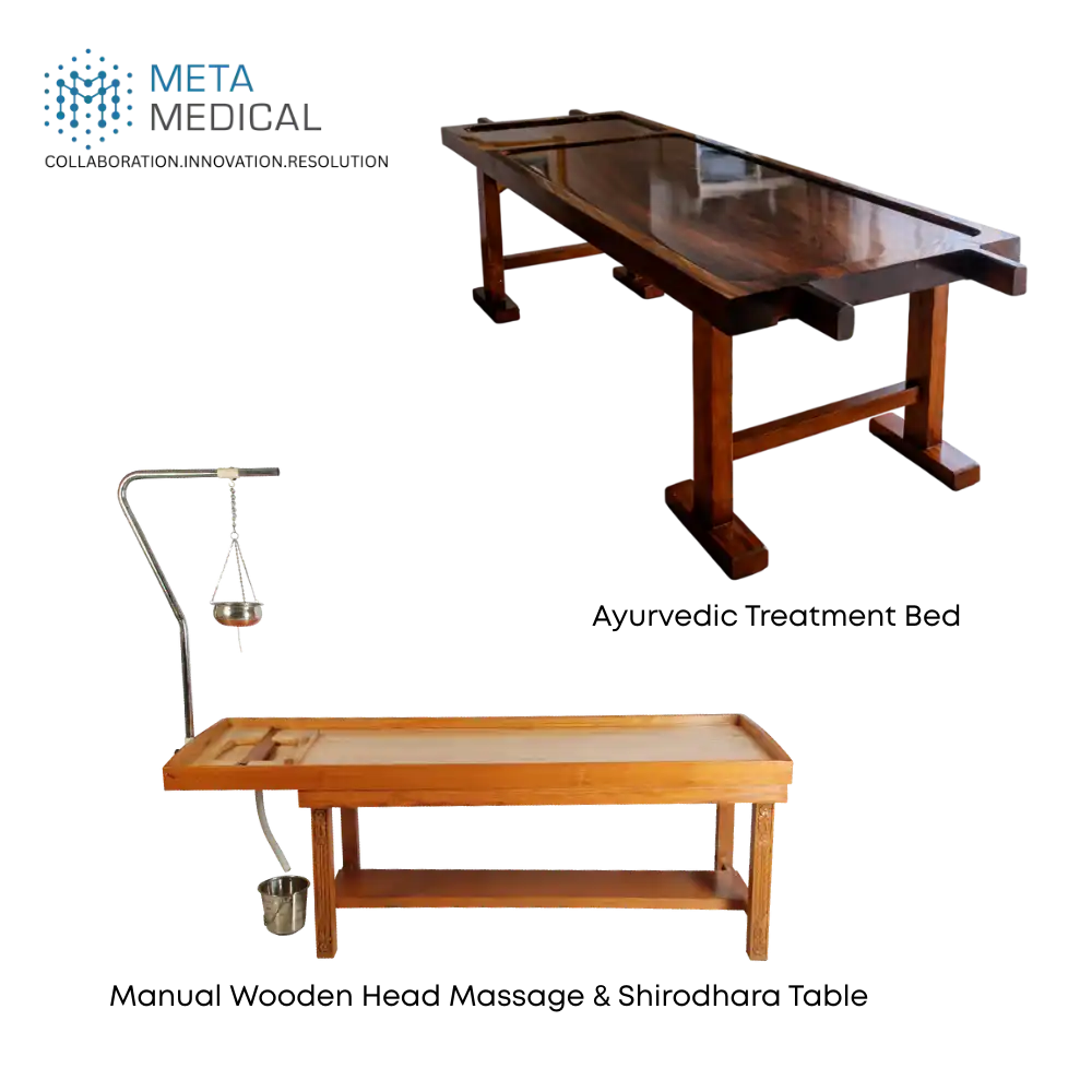 Treatment Bed- Manual Wooden Head Massage & Shirodhara Table / Ayurvedic